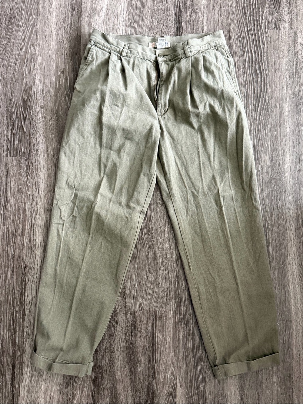 Structure Olive Green Pleated Chino Pants